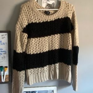 Dark Navy and Cream Striped Sweater